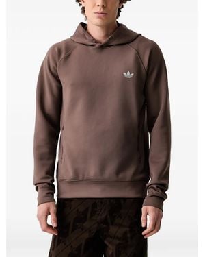 adidas Logo-Print Raglan-Sleeve Hoodie - Brown