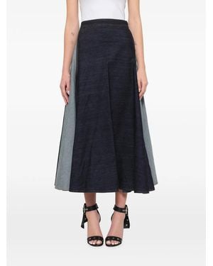 Lanvin Panelled Midi Denim Skirt - Blue