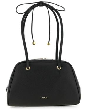 Furla Poppy Full-Grain Leather Tote Bag - Black