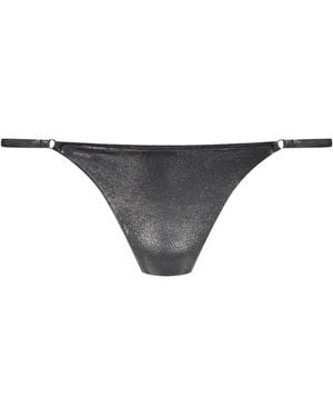 Maison Close Metallic-Effect Bikini Bottoms - Gray