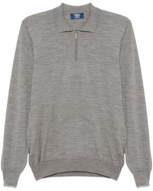 Fedeli Fine-Knit Polo Shirt - Grey