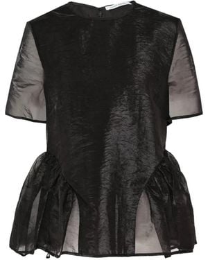 Cecilie Bahnsen Haut Péplum À Effet Froissé - Black