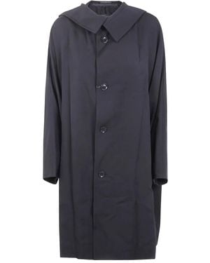 Y's Yohji Yamamoto Hooded Button Single-breasted Coat - ブルー