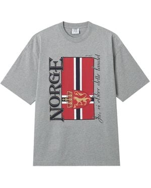 Vetements Camiseta Oversize Con Bandera Estampada - Gris