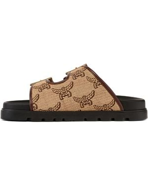 MCM Jacquard-Sandalen mit Schnallenverschluss - Braun