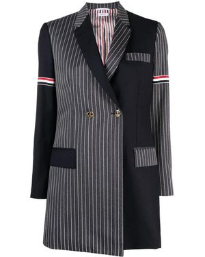 Thom Browne Blazer Doppiopetto Con Design Patchwork - Nero