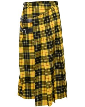 Undercover Check-Print Buckled Skirt - Yellow