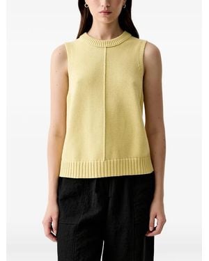 Barbour Avon Raised-Seam Ribbed-Trim Sleeveless Sweater - Natural