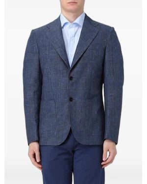 Fay Check-Pattern Blazer - Blue