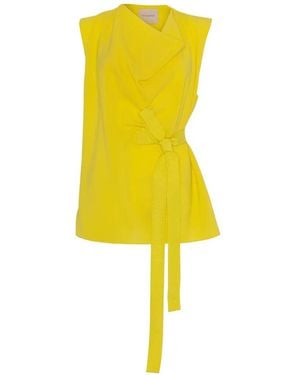 ROKSANDA Hica Wrap-Style Sleeveless Blouse - Yellow