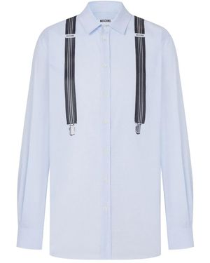 Moschino Long-Sleeved Light Shirt With Printed Suspenders - Blue