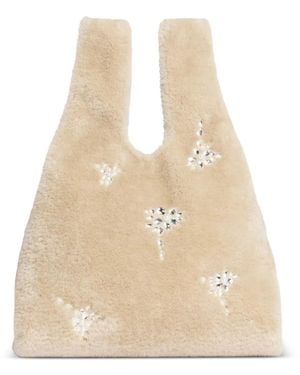 Simone Rocha Embellished Faux-Fur Tote Bag - Natural
