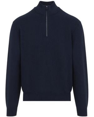 Ralph Lauren Half-Zip Waffle-Knit Jumper - Blue