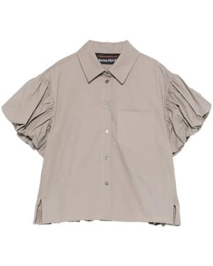 Collection Privée Ruffled-Sleeve Shirt - Gray