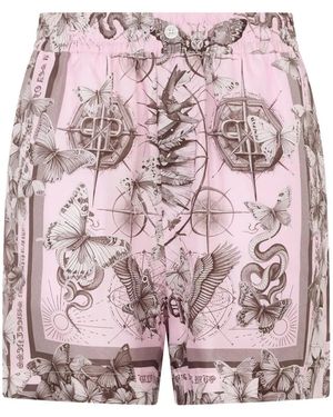 Philipp Plein Butterfly-Print Shorts - Pink