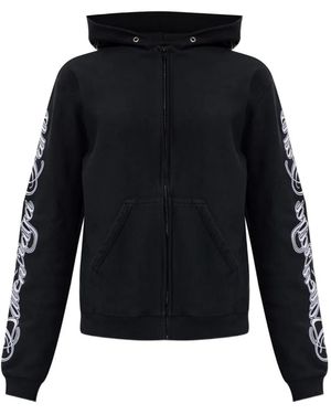 Balenciaga Ele's Cursive-Lettering Hoodie - Blue
