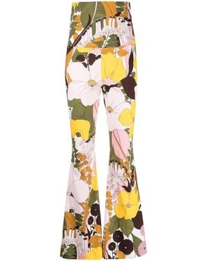 La DoubleJ Floral-Print Flared Trousers - Metallic