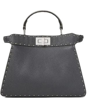 Fendi Kleine Peekaboo Iseeu Selleria Shopper Met Stiksels - Zwart