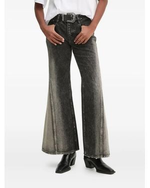 Miss Sixty Acid-Wash Split-Leg Jeans - Black
