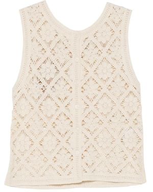 Yerse Openwork Knit Top - Natural