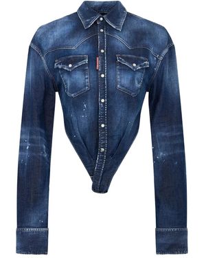 DSquared² Top Con Logo - Blu