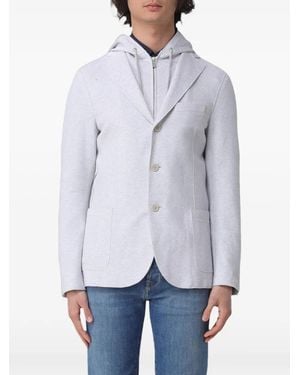 Eleventy Single-Breasted Piqué-Jersey Blazer - Grey