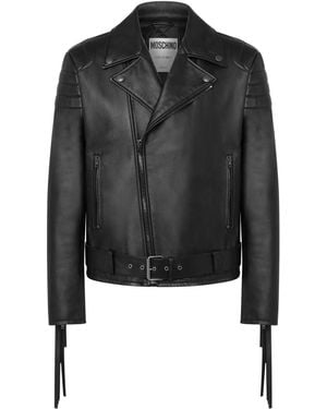 Moschino Giacca Biker Con Frange - Nero