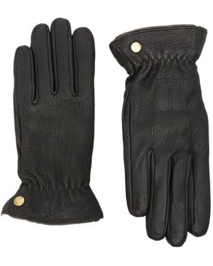 Barbour Fleece-Trimmed Leather Gloves - Black