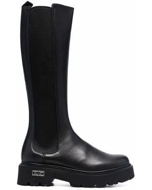 Cult Chunky Leather Knee-Length Boots - Black