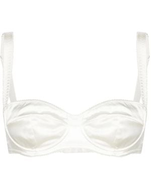 Dolce & Gabbana Balconette-Bh Aus Satin Mit Wellensaum - Weiß
