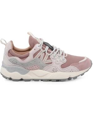 Flower Mountain Yamano 3 Suede-Panelled Perforated Sneakers - Pink