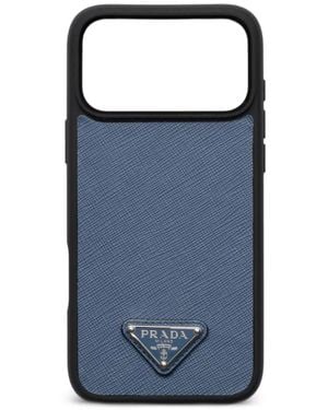 Prada サフィアーノレザー Iphone 17 Pro Max ケース - ブルー