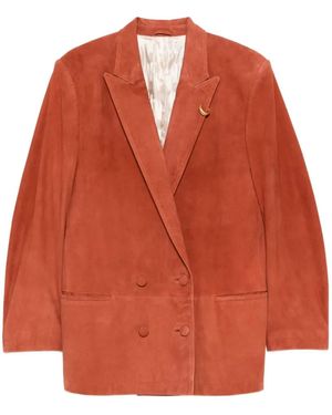 Alberta Ferretti Ring-Detail Double-Breasted Blazer - Orange