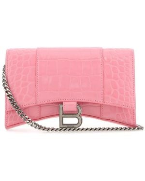 Balenciaga Portafoglio Hourglass Con Catena - Rosa