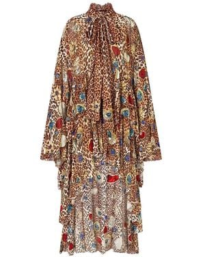 CAMILLA Nazar Nirvana Animal-Pattern Asymmetric Dress - Natural