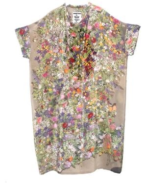 Anntian Floral-print silk midi dress - Blanco