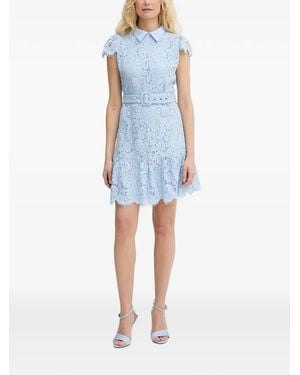 Silvian Heach Belted Floral-Lace Mini Dress - Blue