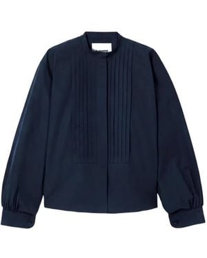 Jil Sander Pleated Long-Sleeve Shirt - Blue