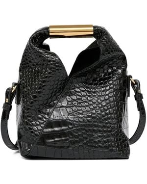 MM6 by Maison Margiela Japanese Croc-Effect Leather Tote Bag - Black