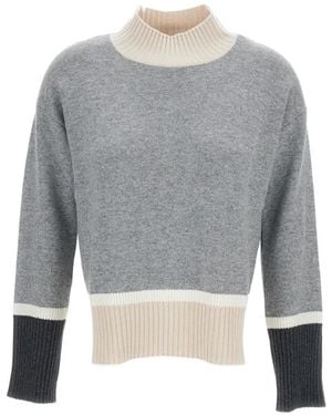 Lorena Antoniazzi Colour-Block High-Neck Jumper - Grey