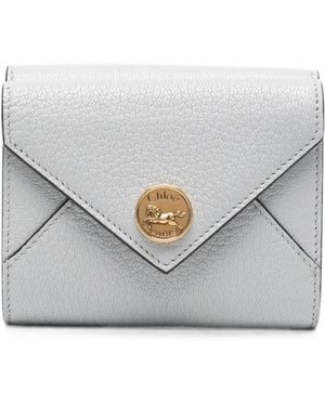 Chloé Small Logo-Plaque Trifold Wallet - Gray