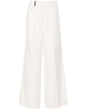 Peserico Corduroy Straight-Leg Pants - White