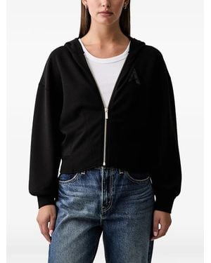 ARMANI EXCHANGE Sequin-Embellished Logo Hoodie - Black