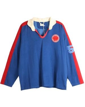 Bode Lakewood Logo-Patch Panelled Shirt - Blue