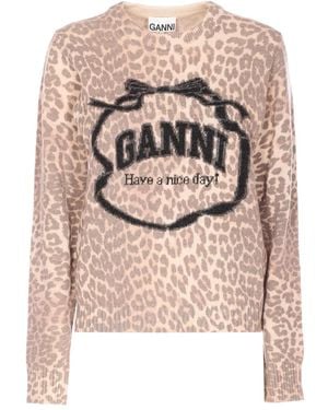 Ganni Oberteil mit Leopardenmuster - Pink