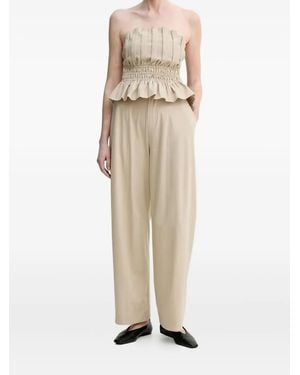 Isabelle Blanche Pleated Straight Pants - Natural