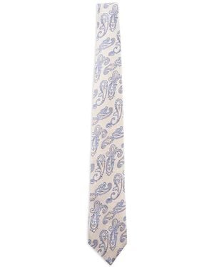 Etro Jacquard Paisley-Print Silk Tie - White