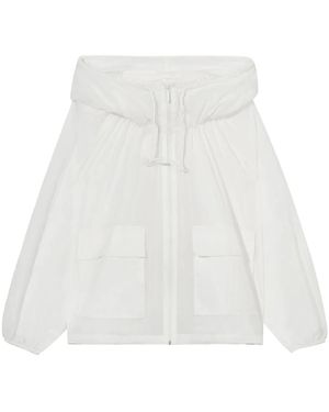 B+ AB Oversized Gathered Hooded Jacket - White