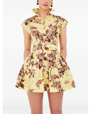 Cara Cara Octavia Belted Floral-Print Mini Dress - Yellow