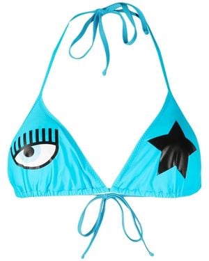 Chiara Ferragni Logo-Print Triangle-Cup Bikini Set - Blue